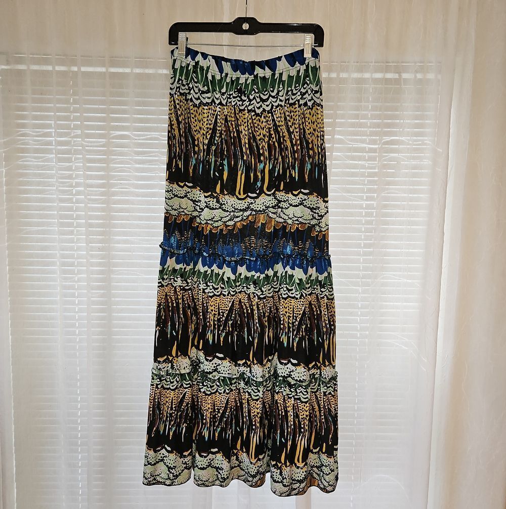 Magic Printed Maxi Skirt in Black, Blue & Green